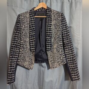 Navy White Croc Pattern Blazer Jacket